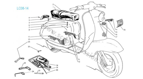 Emblèmes, garnitures, autocollants et selle Lambretta TV 175 