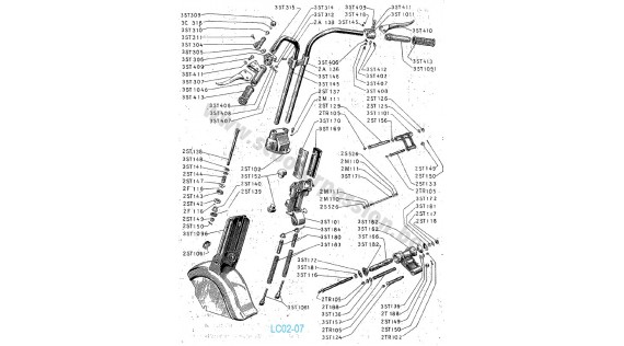Voorvork, stuur en voorspatbord Lambretta B